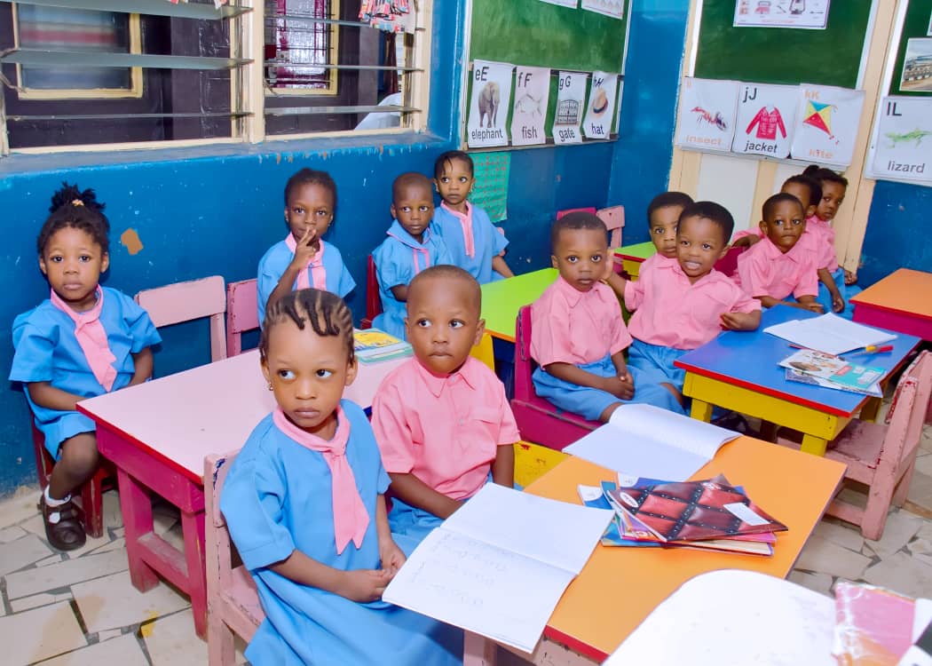 Primary students learning